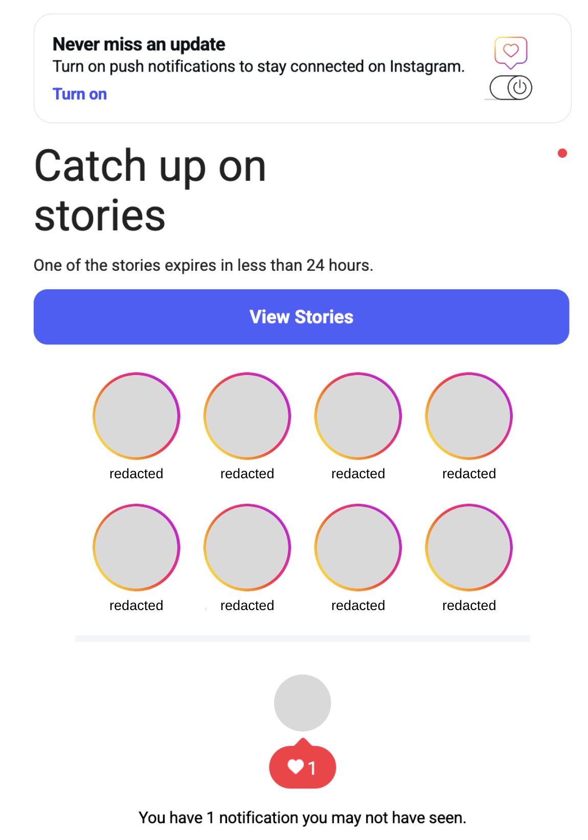 An email I received from Instagram