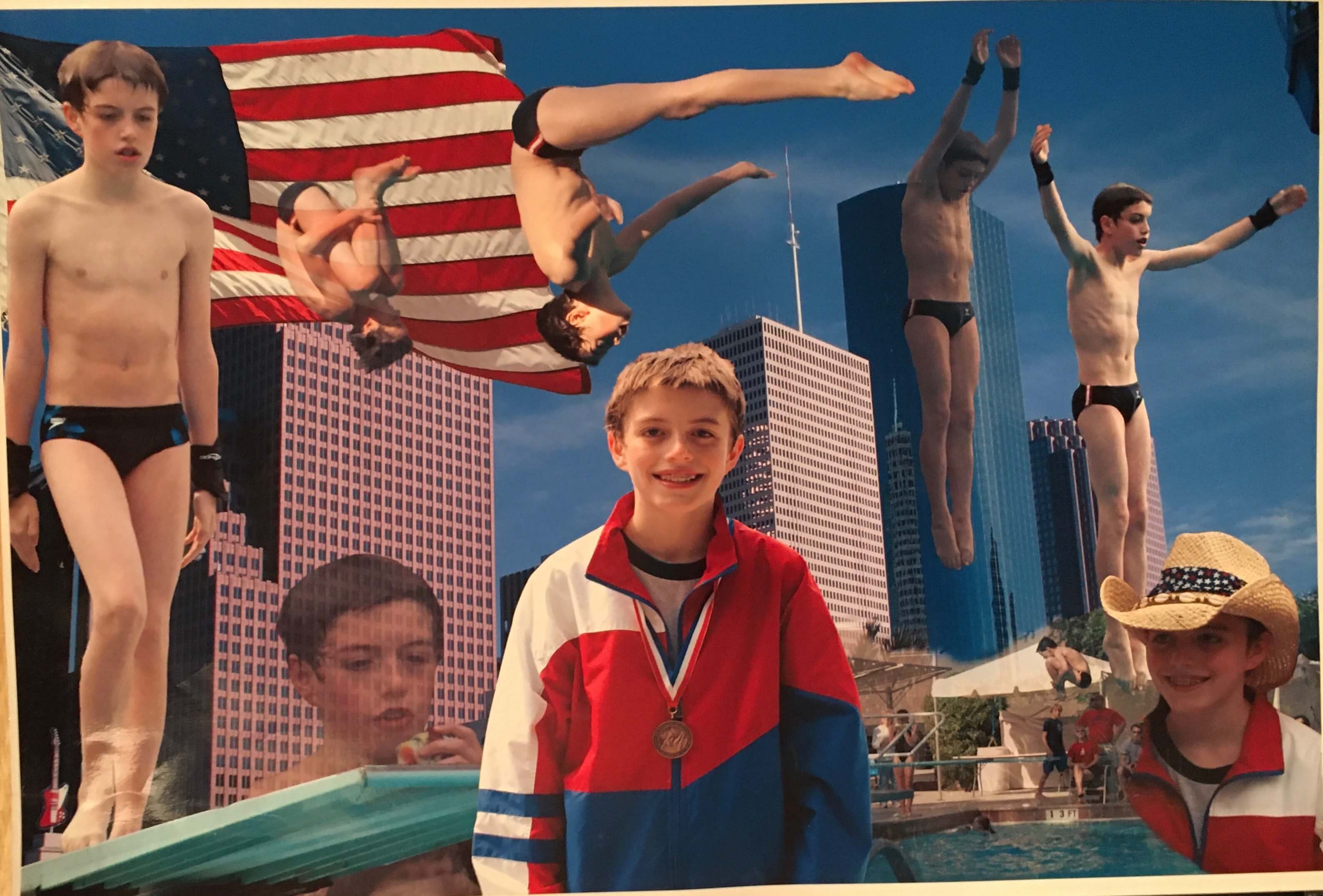 A collage showing various pictures of me diving as a 12 or 13 year old.